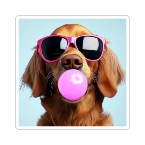 Playful Dog Sticker - Cute Golden Retriever in Sunglasses, Fun Pet Decor, Laptop Decal, Gift for Dog Lovers, Summer Vibes