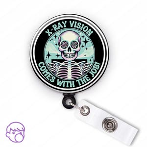 Funny Skeleton X-Ray Badge Reel: Technologist Gift