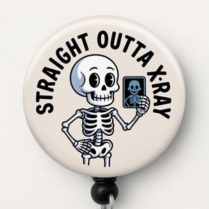 Funny X-Ray Badge Reel: Rad Tech Gift, Medical Imaging ID Clip
