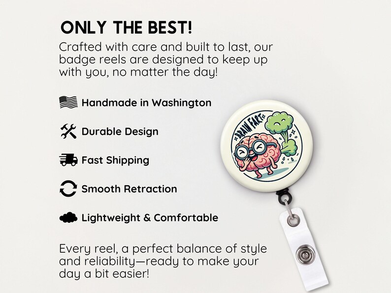 Funny Brain Badge Reel: Neurology Nurse Gift, Quirky Neuro Science image 8