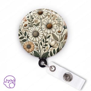 Daisy Badge Reel: Boho Floral ID Card Holder