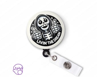 Grim Reaper Badge Reel: Funny Skeleton, Sarcastic Gift