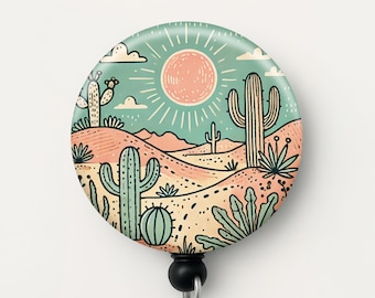 Cactus Badge Reel: Western Cowgirl ID Holder, Nurse Gift