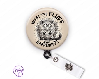 Funny Cat Badge Reel: Sassy Feline ID Clip
