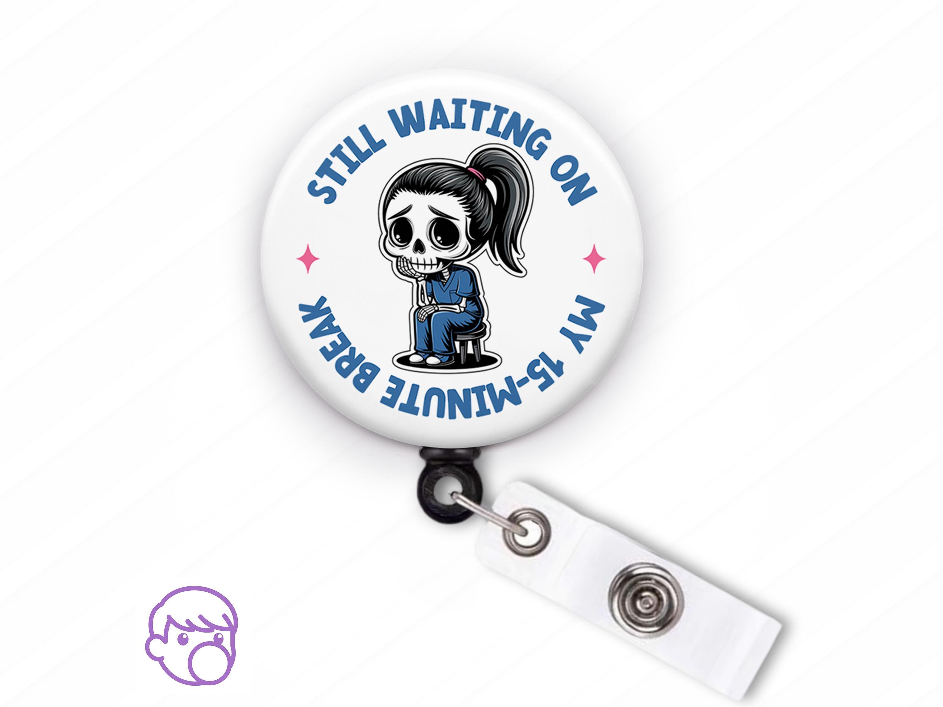 Funny ER Tech Badge Reel - Glitter Retractable ID Holder For Nurses, EMTs & Office Workers