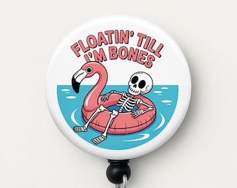 Funny Summer Skeleton Flamingo Badge Reel: Handmade Nurse Gift