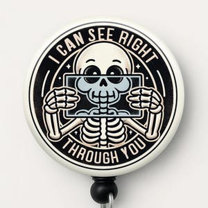 Funny X-Ray Badge Reel, Rad Tech Badge Reel, Skeleton Badge Holder, Radiology Tech Gift, Medical Imaging ID Clip, Xray Technician Badge