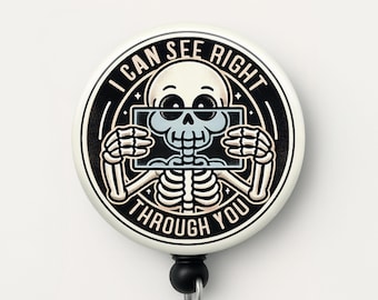 Funny X-Ray Badge Reel, Rad Tech Badge Reel, Skeleton Badge Holder, Radiology Tech Gift, Medical Imaging ID Clip, Xray Technician Badge