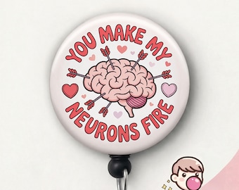 Neuro Badge Reel, Valentine's Day Nurse Gift, Anatomical Brain ID Holder, Neuron Accessory