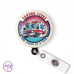 Paramedic Badge Reel Retractable Badge Holder, EMT Nurse Gift, Ambulance EMS Medical Professional Coworker Gift Under 20, Badge Clip for Him