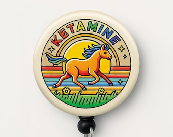 Ketamine Horse Badge Reel: Funny Nurse ID Holder