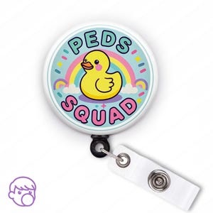 Pediatric Nurse Badge Reel, Cute Peds Badge Reel, Rubber Duck Badge Reel, Pediatric RN Gifts, Peds Nurse Accessories, Peds Squad