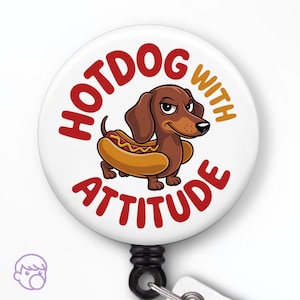 Hotdog Dachshund Badge Reel: Dog Lover Gift, Vet Tech Accessory