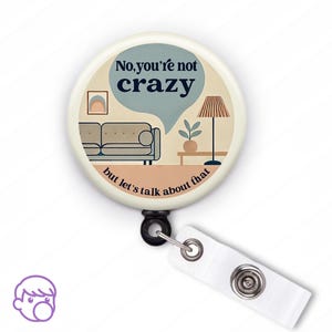 Therapist Badge Reel, Cute Therapy Badge Holder, Psychologist ID Clip, Mental Health Counselor Gift, Work ID Accessories