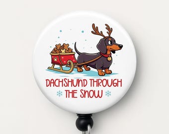 Funny Dachshund Badge Reel: Wiener Dog Retractable ID Holder