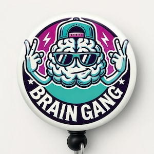 Brain Badge Reel for Neuro Nurse Neurology Medical Professional Funny Brain Gang Neuro Squad Gift Neurologist Retractable ID Holder