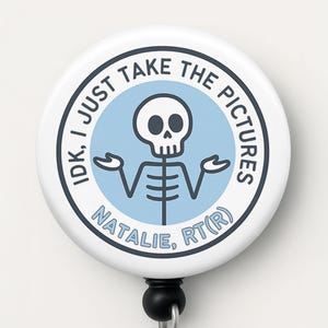 Custom Skeleton X-Ray Badge Reel: Radiology Tech Gift