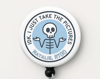 Custom X-Ray Badge Reel, Personalized Rad Tech Badge Reel, Skeleton Badge Holder, Radiology Tech Gift, Medical Imaging ID, Xray Technician