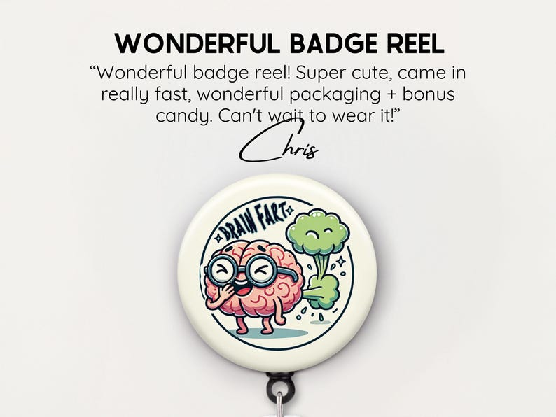 Funny Brain Badge Reel: Neurology Nurse Gift, Quirky Neuro Science image 9