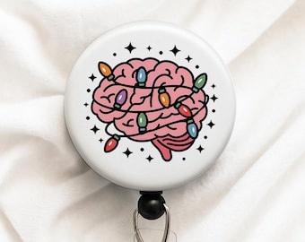 Christmas Brain Badge Reel, Neurology Nurse Gifts
