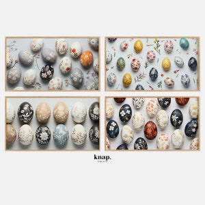 Samsung Frame TV Art Easter Eggs Set Flowers Frame TV Art Modern Spring Neutral Digital Print Download | S02