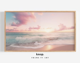 Samsung Frame TV Art Landscape Summer Beach Frame TV Art Summer Sunset Ocean Pastel Digital Print Download | KP015