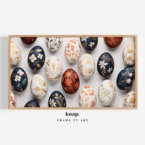 Samsung Frame TV Art Easter Eggs Neutral Frame TV Art Painted Easter Floral Eggs Modern Spring Digital Print Download | KP029