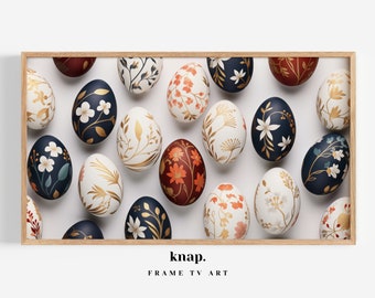 Samsung Frame TV Art Easter Eggs Neutral Frame TV Art Painted Easter Floral Eggs Modern Spring Digital Print Download | KP029