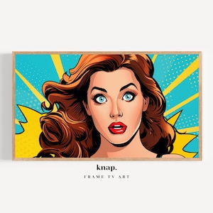 Samsung Frame TV Art Pop Art Woman Frame TV Art Lichtenstein Bright Digital Print Download | KP098