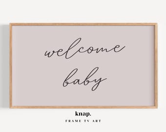 Samsung Frame TV Art Welcome Baby Minimal Neutral Baby Shower Frame TV Art Unisex Baby Announcement Digital Print Download | KP167