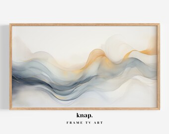 Samsung Frame TV Art Abstract Watercolor Waves Frame TV Art Modern Neutral White Watercolor Painting Digital Print Download | KP001