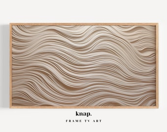 Samsung Frame TV Art Abstract Beige 3D Textured Frame TV Art Modern Neutral Minimal Beige Lines Waves Digital Print Download | KP010