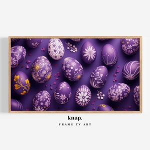 Samsung Frame TV Art Easter Eggs Purple Frame TV Art Floral Easter Eggs Modern Colorful Digital Print Download | KP033