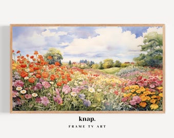 Samsung Frame TV Art Landscape Wildflower Spring Frame TV Art Country Flowers Watercolor Painting Digital Print Download | KP158