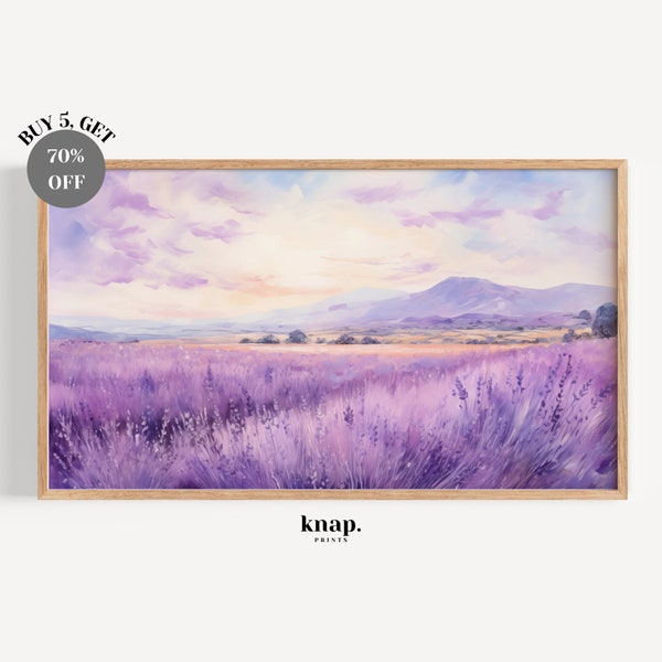 Samsung Frame TV Art Landscape Lavender Field Spring Frame TV Art Country Oil Painting Digital Print Download | KP072