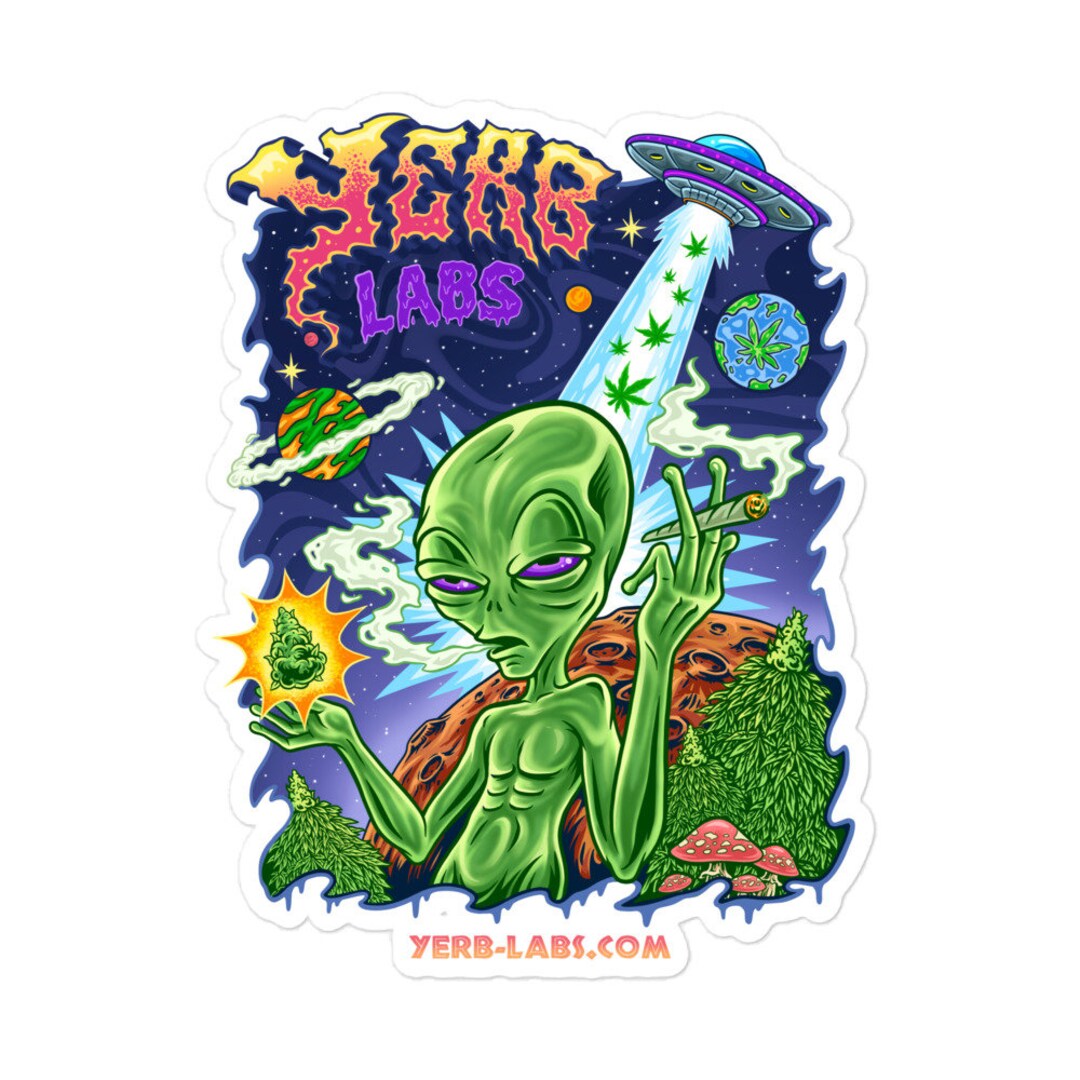Yerb Labs Trippy Alien Bubble-free Stickers - Etsy