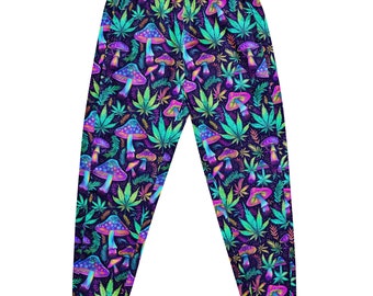 Psychedelic Forest Rave Pants Music Festival Joggers Neon Nature track pants