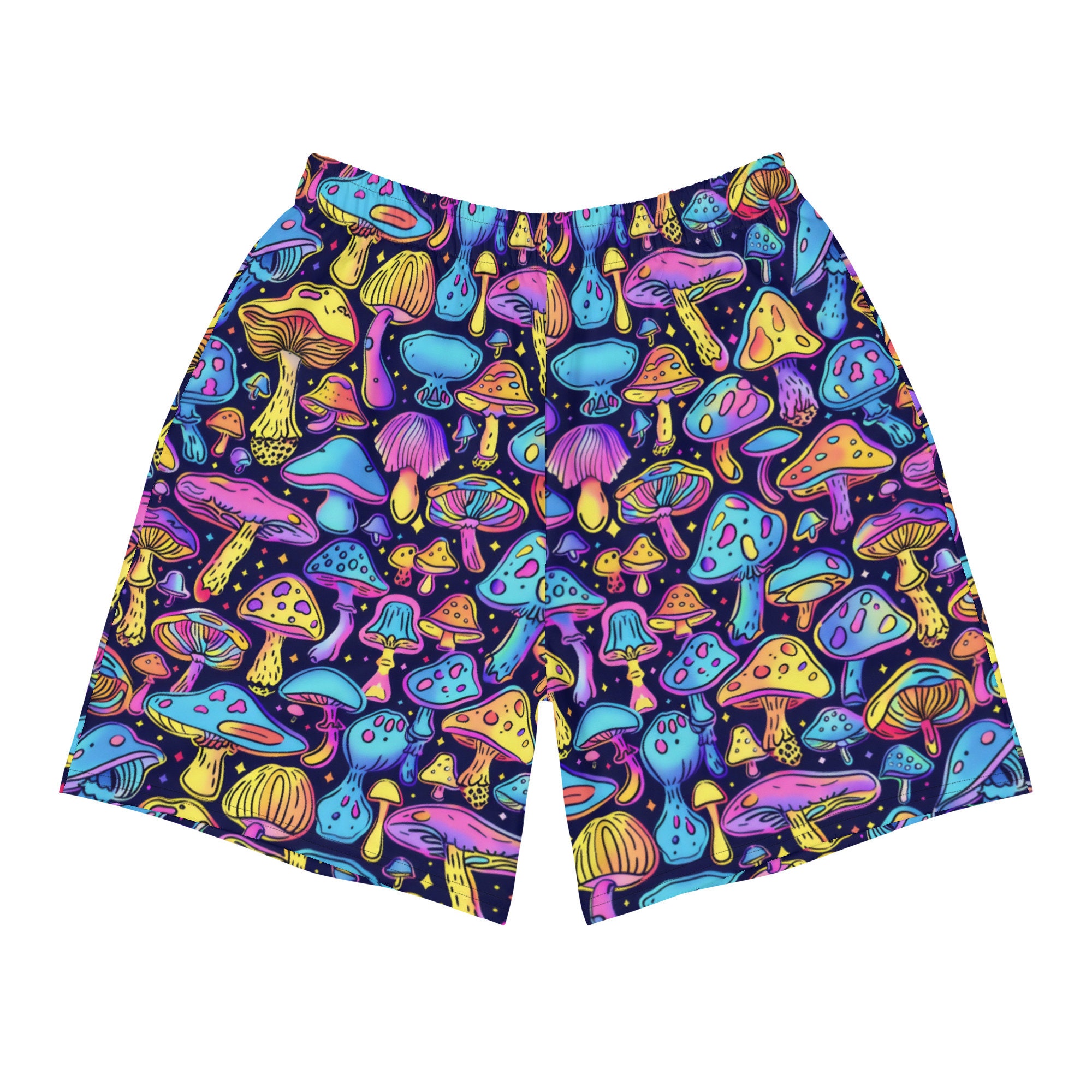 Glowing Forest Rave Shorts Neon Mushroom Delight Men's Athletic Shorts