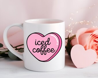 Eiskaffee Süßigkeits-Herz Keramik 11 Unzen Becher Valentinstag Geschenk Geburtstagsgeschenk für Ihn oder Sie Gespräch Herz Liebe Kaffeebecher