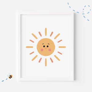 Sun Cute Poster, Sun Playroom Poster, Minimalistic Decor, Toddler Room Decor, Birthday Gift, Pastel Color Poster, Digital Download