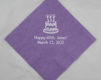 50 Personalized Cocktail Napkins Custom Napkins for Birthday Party