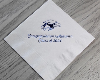 Personalized Graduation Napkins, Custom Cocktail Napkins (Set of 50)