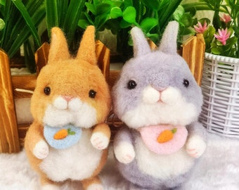 Nadel gefilzter Hase, handgemacht: Mini Skulptur aus Wolle, Geschenk für Hase Liebhaber, süsser gefilzter Hase für Büro, Schreibtisch oder Hausdekoration