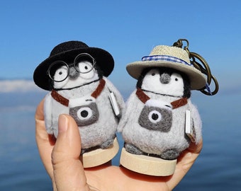 Handmade Wool Needle Felted Penguin: Miniature Ornament for Animal Lovers, Academic Penguin Collectible, Unique Penguin Collectible