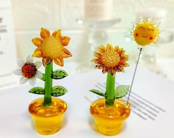 Handcrafted Stained Glass Sunflower: Ideal Home Decor Gift with Nature-Inspired Design, Collectible Glass Flower Decor, Summer Hosting Decor