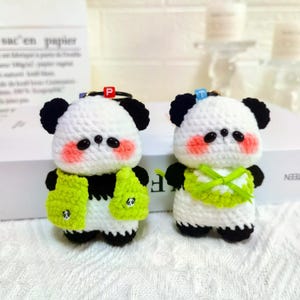 Adorable Panda Stuffed Keychain with Crochet Detailing: Miniature Panda Keychain, Tiny Handmade Amigurumi Animal - Perfect Gift for Her