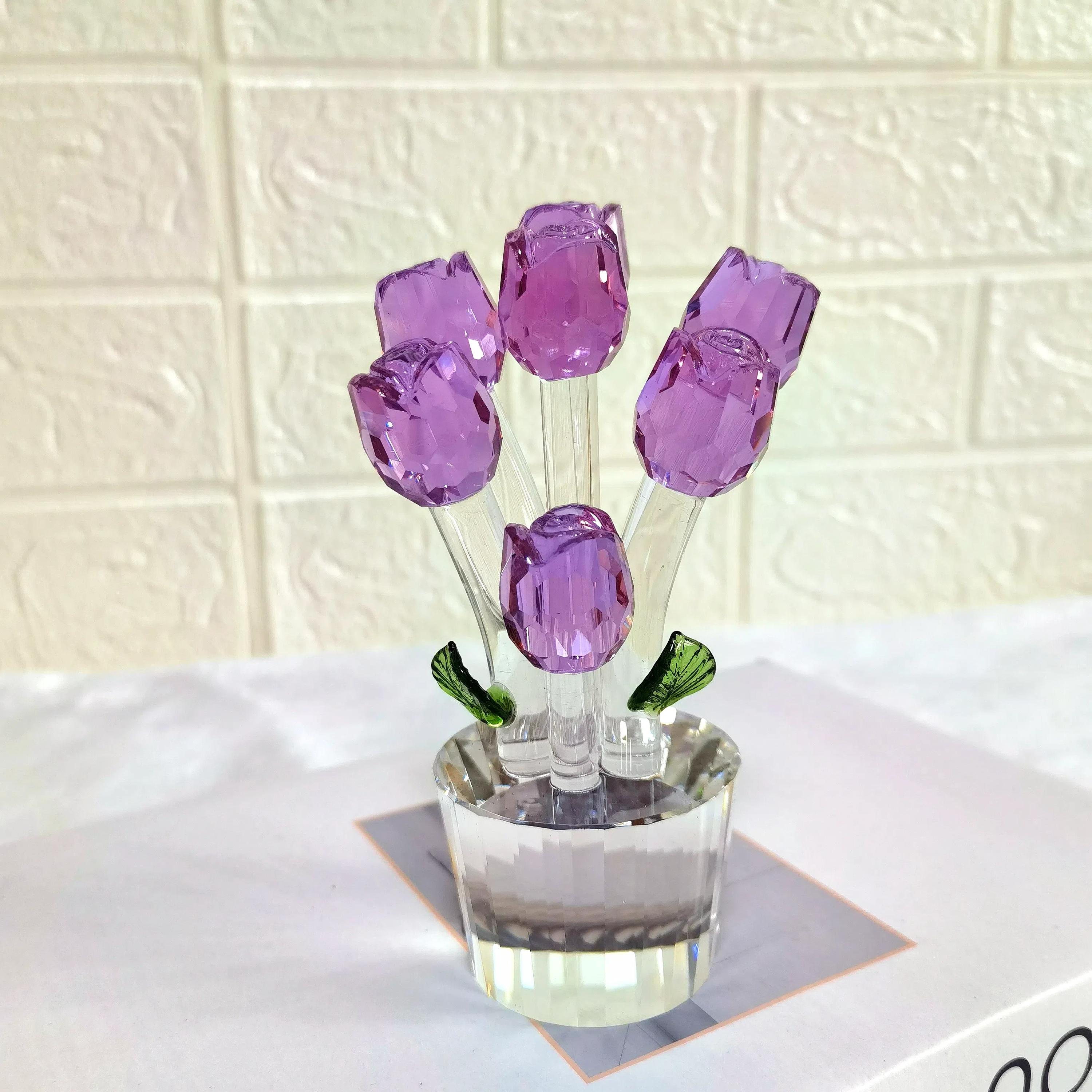 Handcrafted Stained Glass Tulip: Handblown Glass Flowers, A Timeless Gift for Her, Decorative Desk Accessories, Unique Tulip Lover Gift