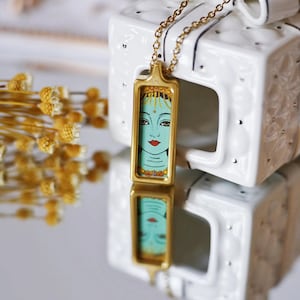 Green Tara Pendant Thangka Necklace: Unique Master Quality Handmade Necklace with Blessed Amulet for Good Luck and Protection