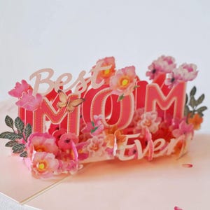 2 kleuren 3D vlinder bloemen pop-up Moederdagkaart: perfecte wenskaart voor moeder en speciaal in je leven - bedankkaart inbegrepen