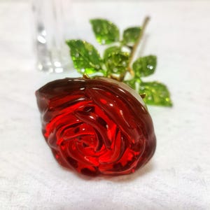 Elegant Colorful Crystal Glass Rose: Exquisite Home Decor, Perfect Gift for Her, Romantic Valentine&#39;s Day Idea, Handmade Glass Art